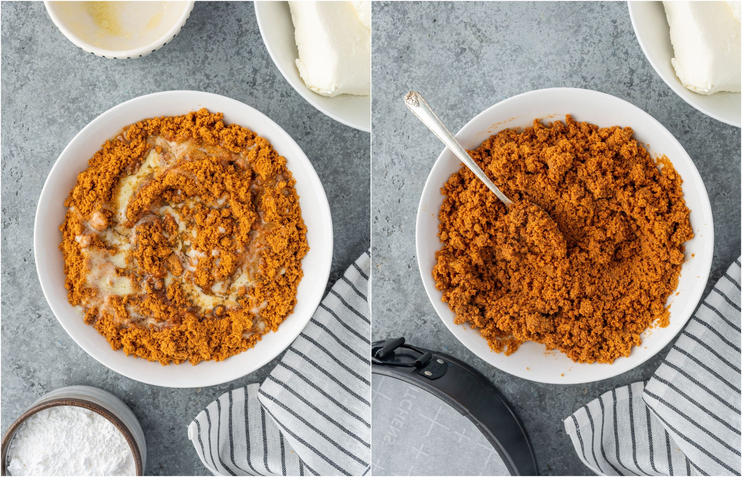 Making a cookie crumb crust.